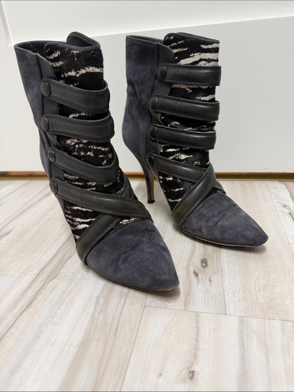 ISABEL MARANT Tacy Suede Zebra Printed Pony Hair Leather Boots